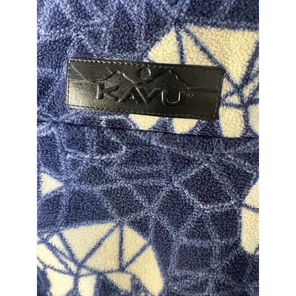 KAVU Cavanaugh Fleece Pullover M Medium Polar Bear Geometric Stained Glass Blue - Picture 8 of 8
